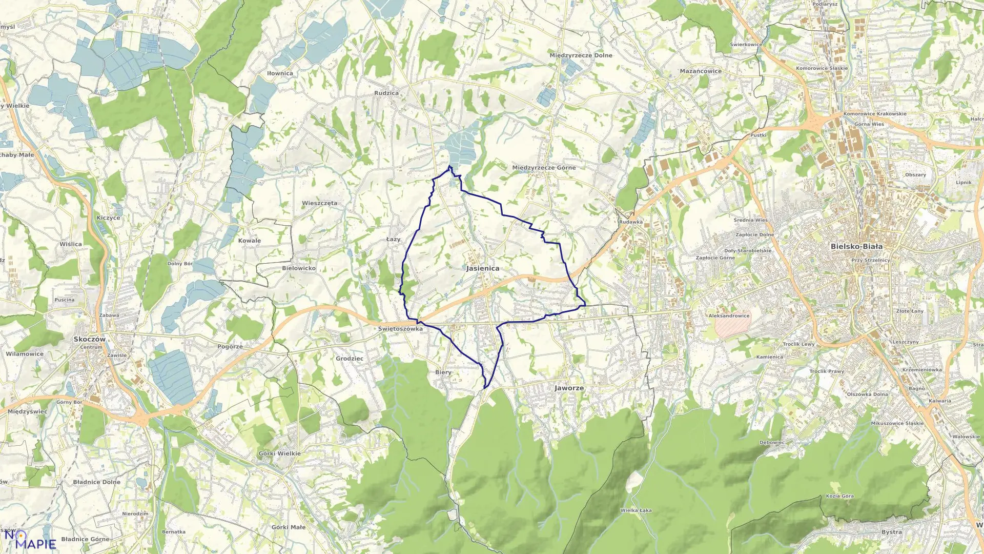 Mapa obrębu JASIENICA w gminie Jasienica