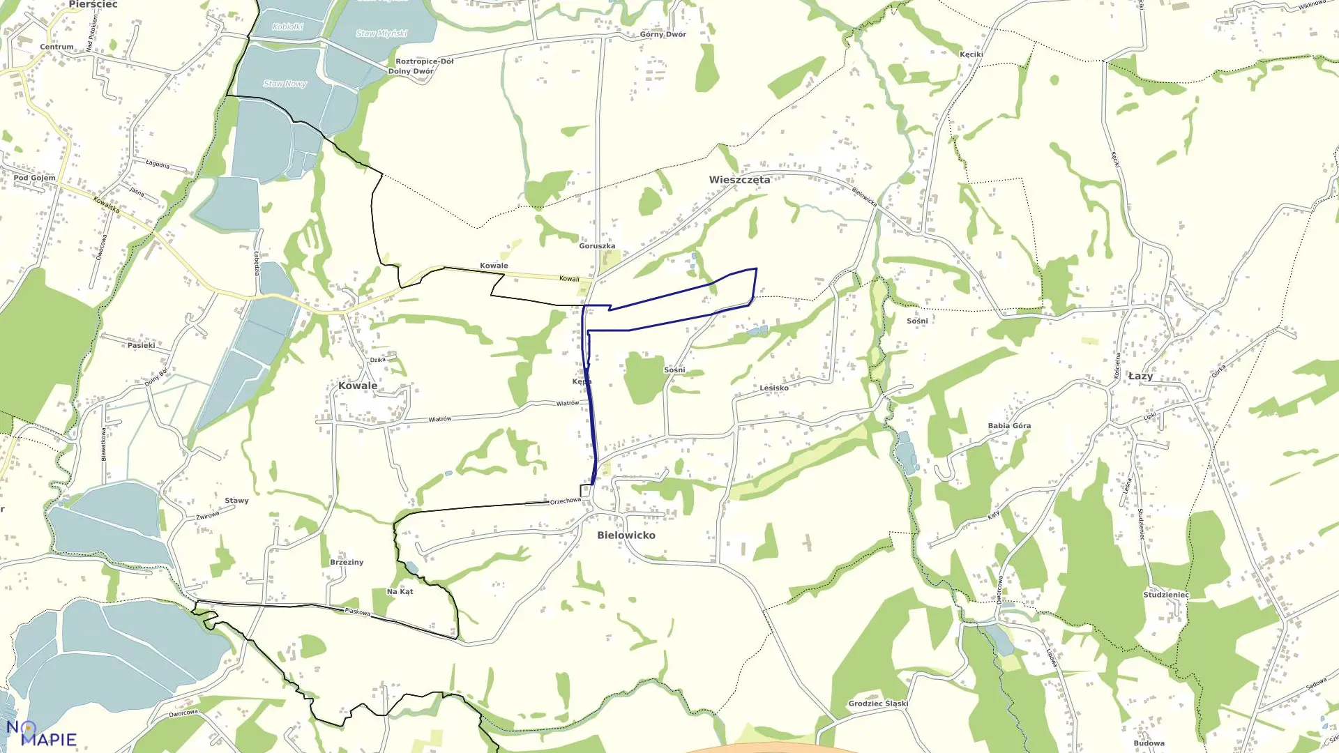 Mapa obrębu KOWALE w gminie Jasienica